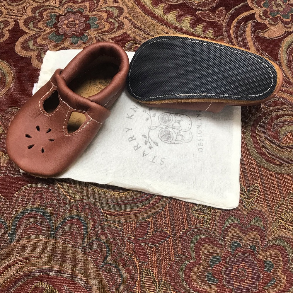 Starry Knight Design T-Strap Moccasins in Cedar